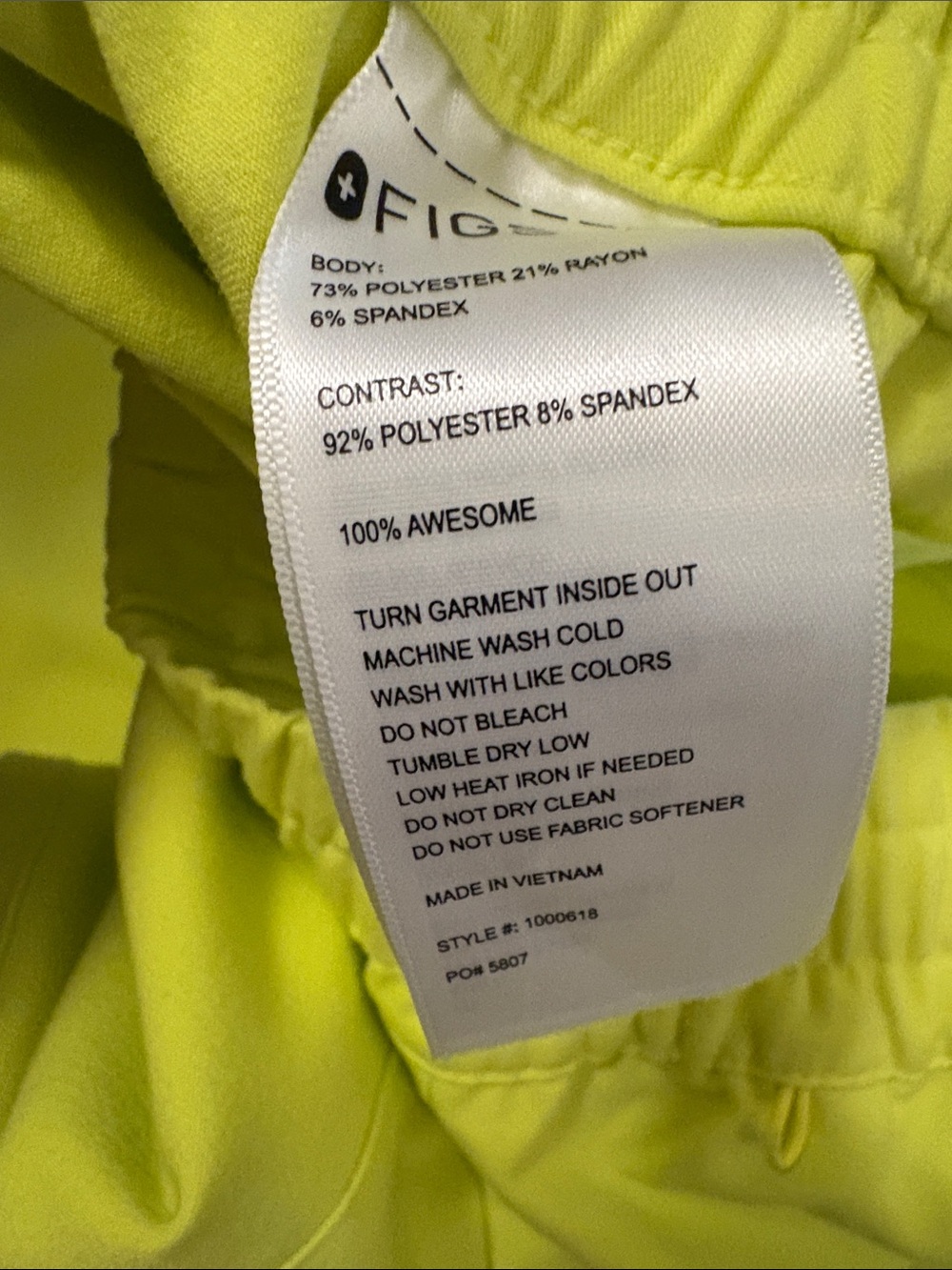 Figs Neon Yellow Scrub Set with Blue Drawstring (large) - Picture 4 of 10